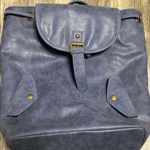 Stylish Denim Blue Vinyl Back Pack Tote